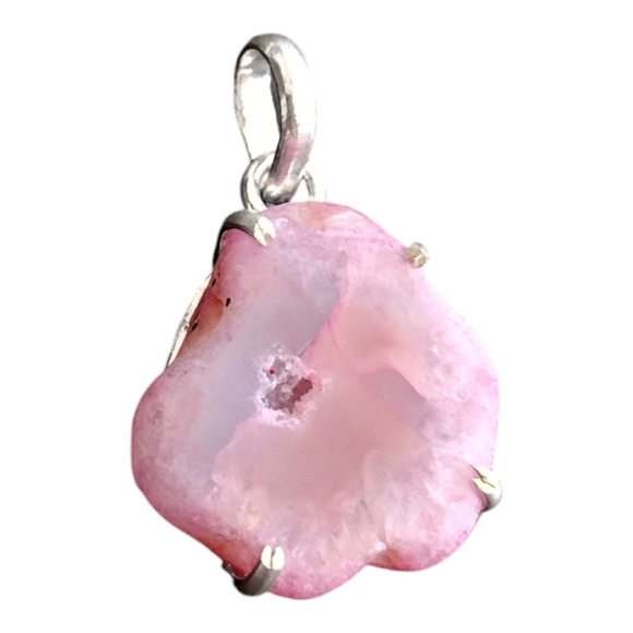 Pink Geode Slice Pendant - Picture 1 of 5
